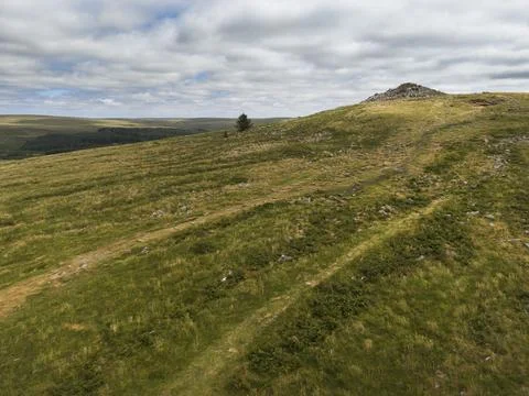 Dartmoor hike up to Sharpitor 写真素材