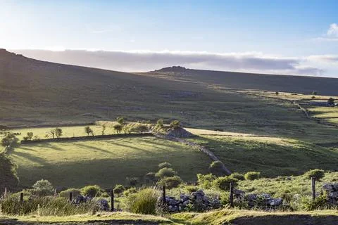 Dartmoor with sun going down Foto stock