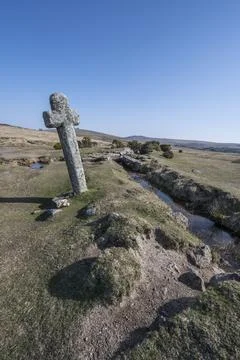 Dartmoor Windy Post Foto stock