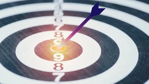 Darts are set on the target. Stock Photos
