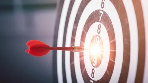 Darts are set on the target. Stock Photos