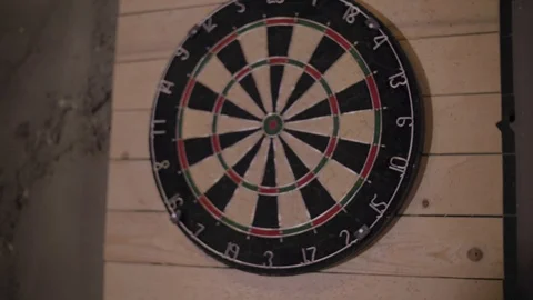 Darts arrow Missing the target on a dart board during the game. Video stock 105251979