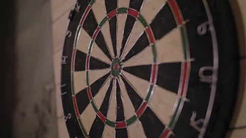 Darts arrow Missing the target on a dart board during the game. Stock Footage 105252353