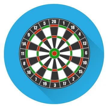 Darts. Circle for playing darts on a blue background with a shadow. Vector Stock Illustration