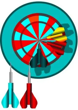 Darts with dartboard Stock Illustration