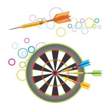 Darts with dartboard Stock Illustration