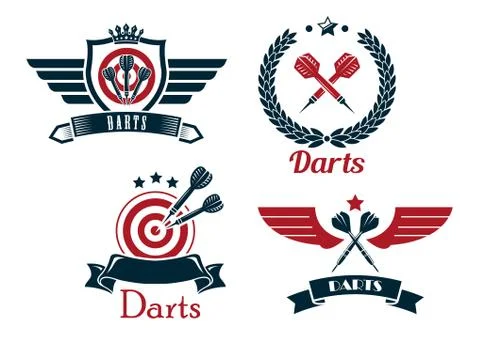 Darts emblems set Stock Illustration