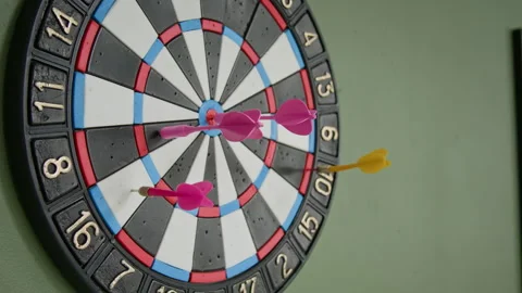 Darts Game Hanging on Wall at Technology Startup Company Office Stock Footage 335936323