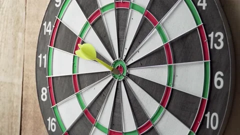 Darts game. Throwing darts at the target Stock Footage 149144551