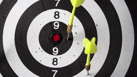 Darts game. Throwing darts at the target Stock Footage 149144645
