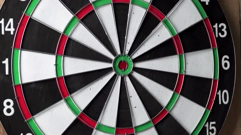 Darts game. Throwing darts at the target Stock Footage 149144732