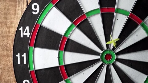 Darts game. Throwing darts at the target Stock Footage 149144761