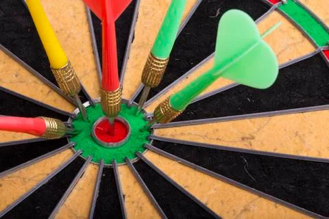 The darts hit the target Stock Photos