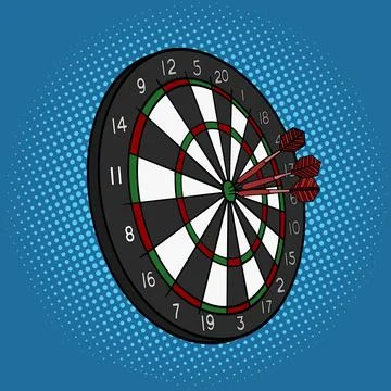 Darts hit target pop art style vector Stock Illustration