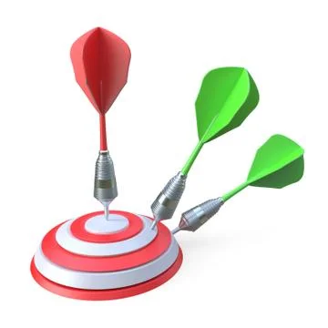 Darts hitting a target 3D Stock Illustration