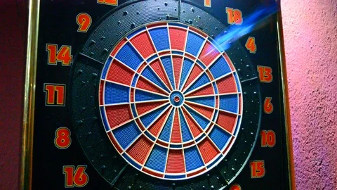 Darts hitting target, playing darts for entertainment, playing darts as a sport, Stock Footage 102525646
