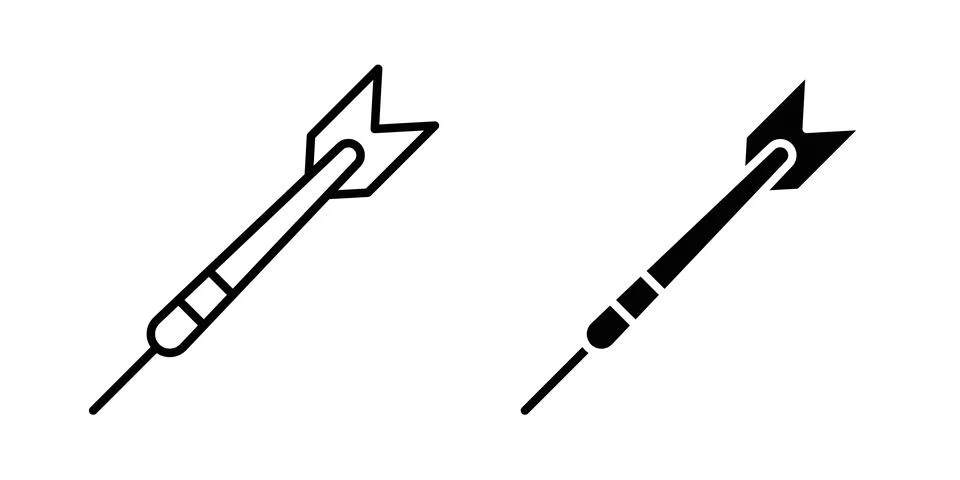 Darts icon solid, line, and editable vector set. Stock Illustration