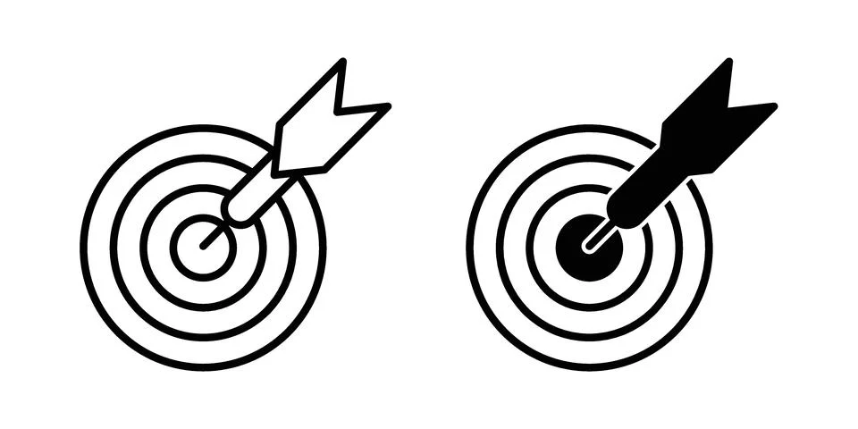 Darts icon vector concepts, line and silhouette style Stockillustratie