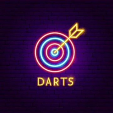 Darts Neon Label Stock Illustration
