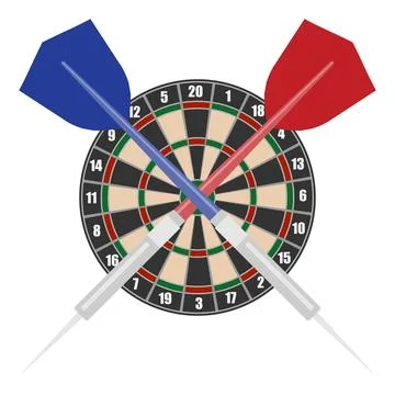 Darts, realistic dart circle with darts. Vector illustration. Stock Illustration