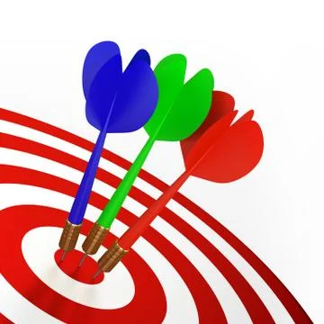 Darts On Red Target Stock Illustration