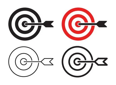 Darts target icon in flat style. Dartboard game vector illustration on isol.. Stock Illustration