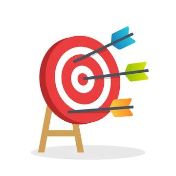Darts target icon in flat style. Dartboard game vector illustration on isol.. Stock Illustration