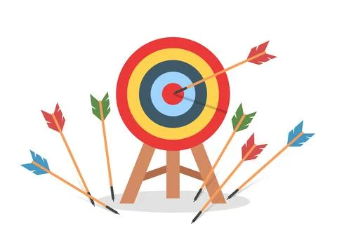 Darts target icon in flat style. Dartboard game vector illustration on isol.. Stock Illustration