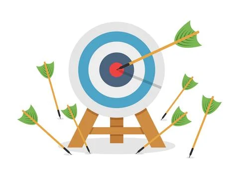 Darts target icon in flat style. Dartboard game vector illustration on isol.. Stock Illustration