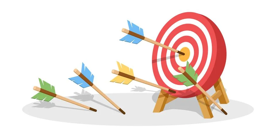 Darts target icon in flat style. Dartboard game vector illustration on isol.. Stock Illustration