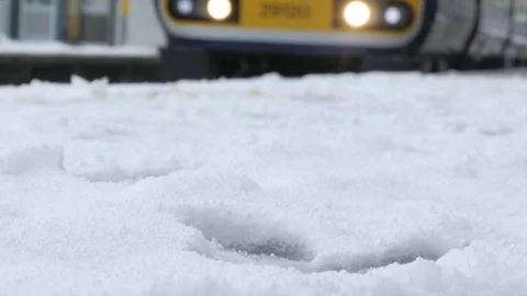 Dart,snowy weather, platform. Stock Footage 86550435