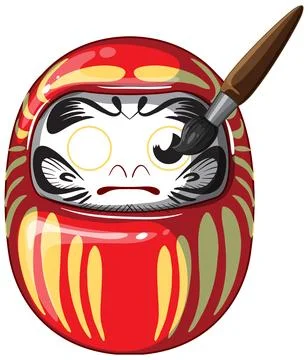 Daruma Doll Eye Being Painted with Brush Stock Illustration