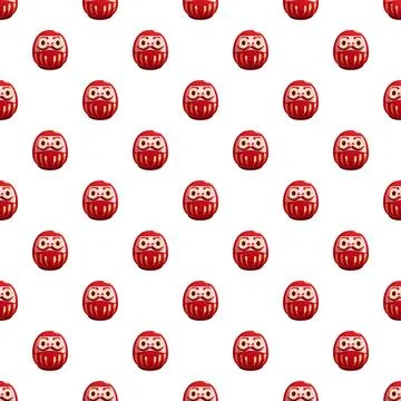 Daruma doll lucky charm repeating pattern Stock Illustration