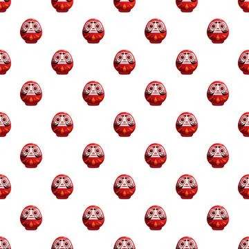 Daruma doll seamless pattern representing goal setting and good luck Stock Illustration