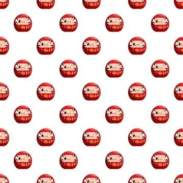 Daruma doll seamless pattern representing luck and goals Stock Illustration