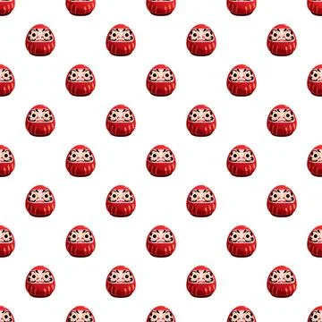 Daruma doll seamless pattern representing luck and perseverance Stock Illustration