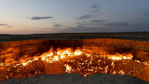 Darvaza Fire Crater Stock Photos