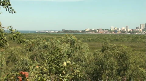 Darwin city pan long shot Stock Footage 1090991