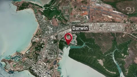 Darwin City Zoom (Australia) from Space to Earth Stock Footage 236418630