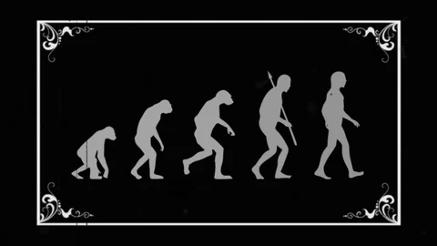 Darwin evolution theory, old film - anatomy, science Stock Footage 93415128