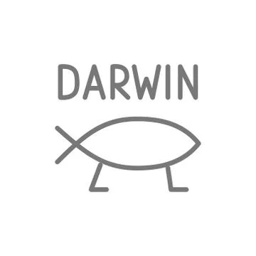 Darwin fish, evolution line icon. Stock Illustration