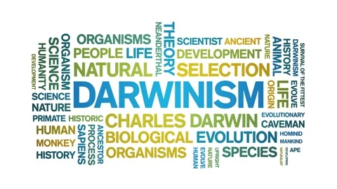 Darwinism animated word cloud,animation text kinetic typography seamless loop. Stock Footage 248958613