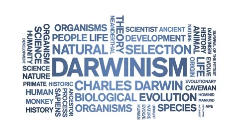 Darwinism animated word cloud,animation text kinetic typography seamless loop. Stock Footage 248958717