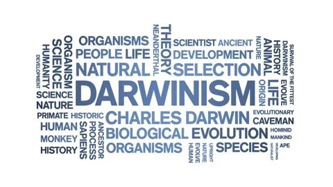 Darwinism animated word cloud,animation text kinetic typography seamless loop. Stock Footage 248958770