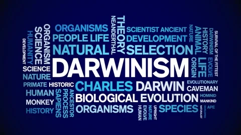 Darwinism animated word cloud,animation text kinetic typography seamless loop. Stock Footage 248959496