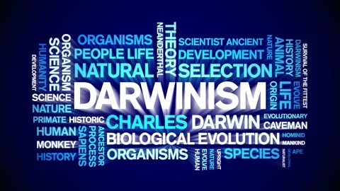 Darwinism animated word cloud,animation text kinetic typography seamless loop. Stock Footage 248960127