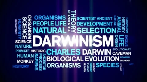 Darwinism animated word cloud,animation text kinetic typography seamless loop. Stock Footage 248960673