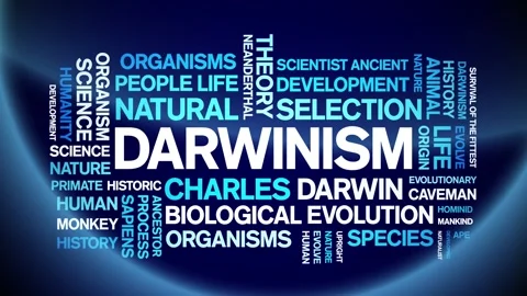Darwinism animated word cloud,animation text kinetic typography seamless loop. Stock Footage 248960890