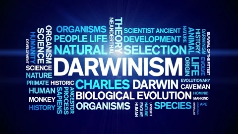 Darwinism animated word cloud,animation text kinetic typography seamless loop. Stock Footage 248961434