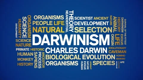 Darwinism animated word cloud,animation text kinetic typography seamless loop. Stock Footage 248969737